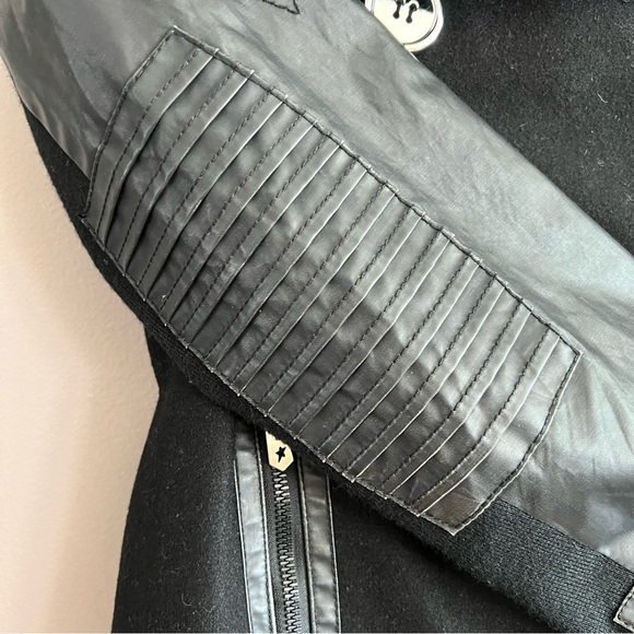 Circus By Sam Edelman Wool Blend Pea Coat Moto Zippers Black Size Small - Picture 8 of 15